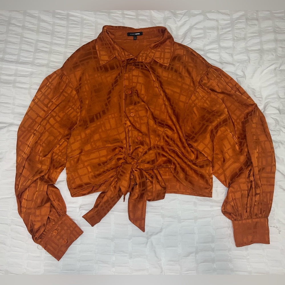 Orange Blouse w/ tie in the front
